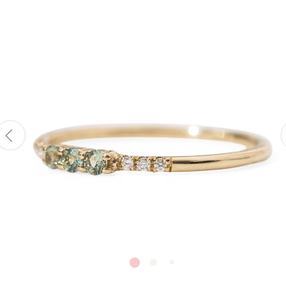 Jennie Kwon - Three Green Sapphire Equilibrium Ring (like new) - Picture 2 of 13